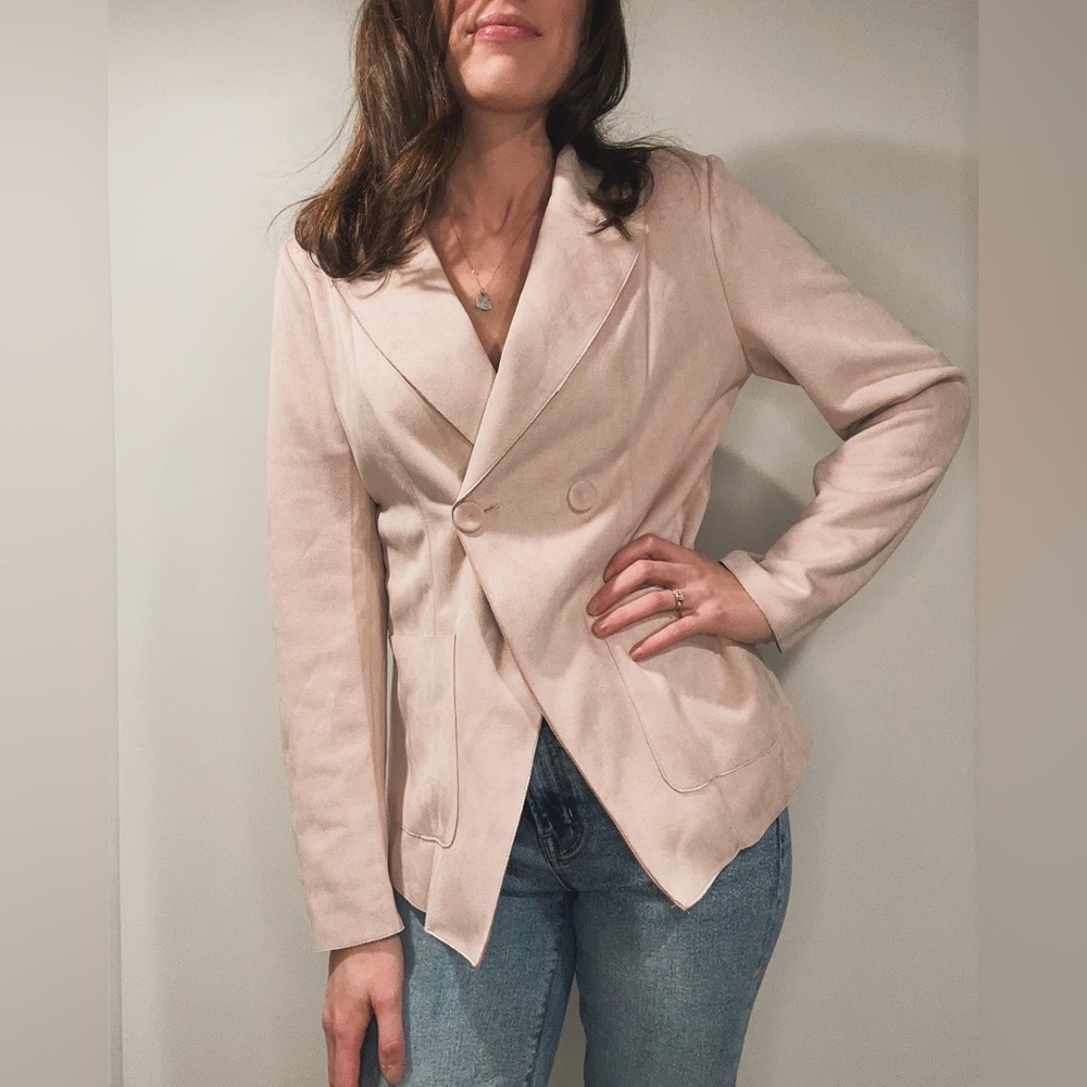 Anthropology Monarc blush faux suede blazer